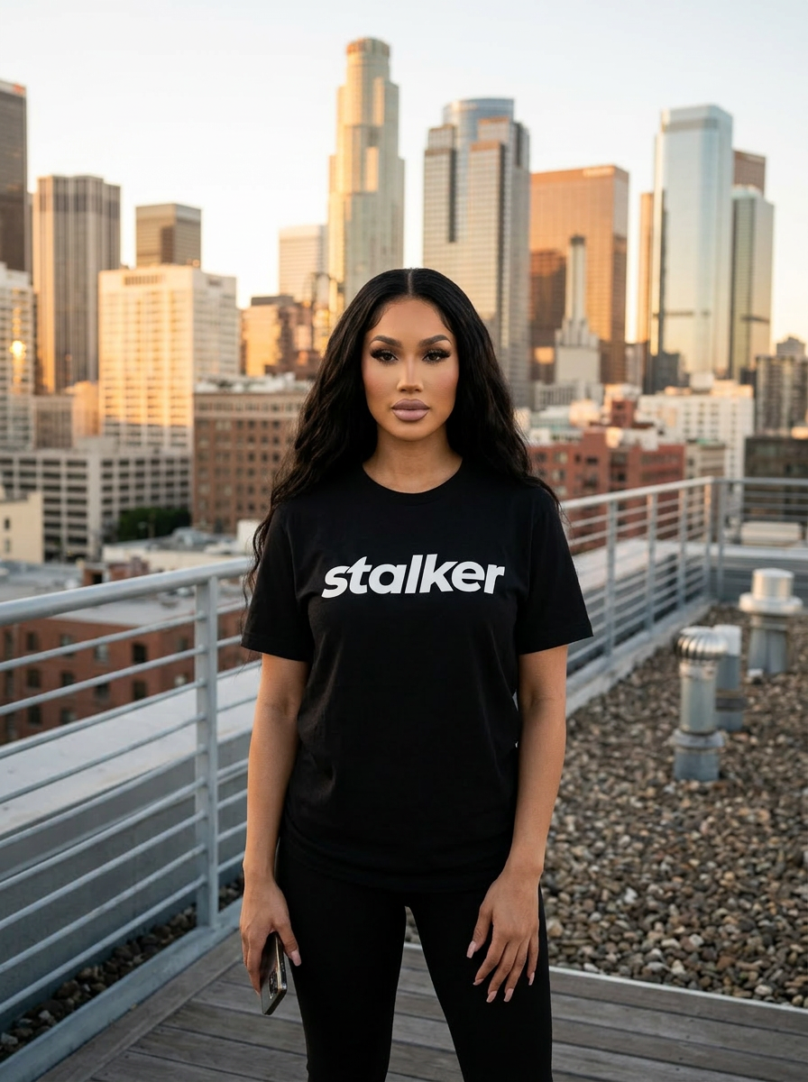 Mia Lanee wearing the Stalker Tee